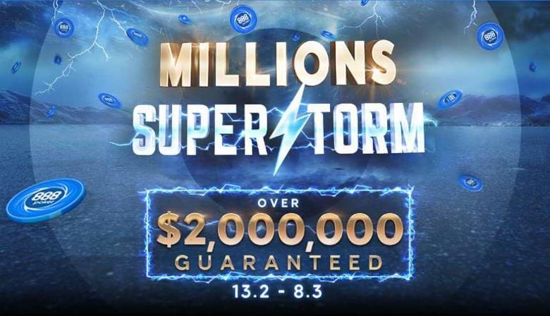 Ab 13.2. auf 888poker: Millions Superstorm mit $2.000.000 gtd.