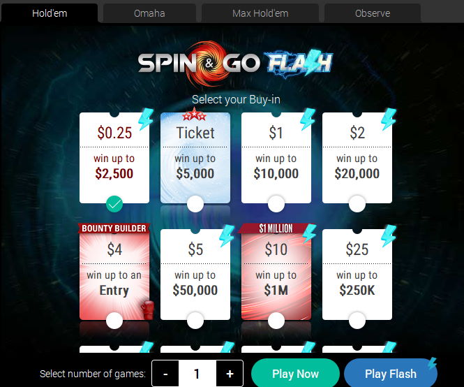 PokerStars Spin and Go Lobby