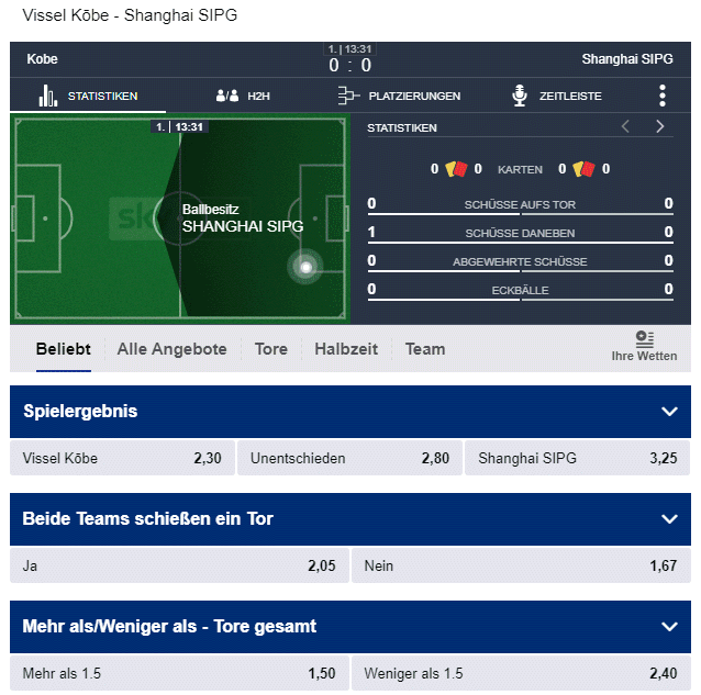 Skybet Livebereich