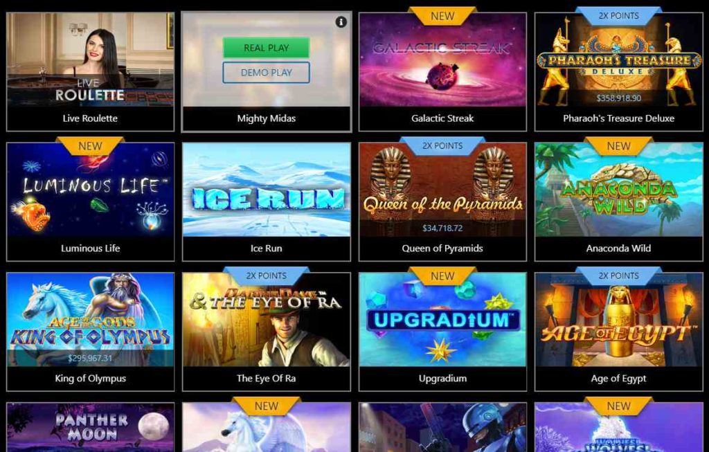 Spielauswahl im Casino Las Vegas