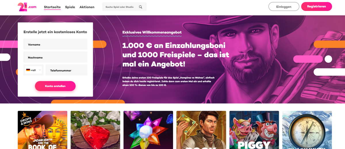 Startseite von 21.com
