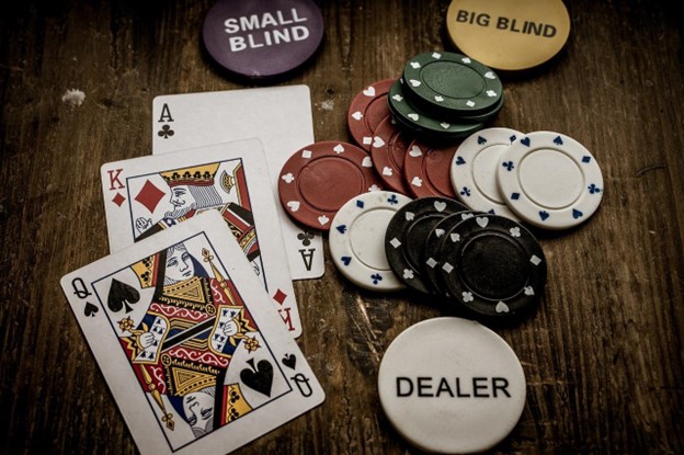 Buttons, poker chips, and cards.