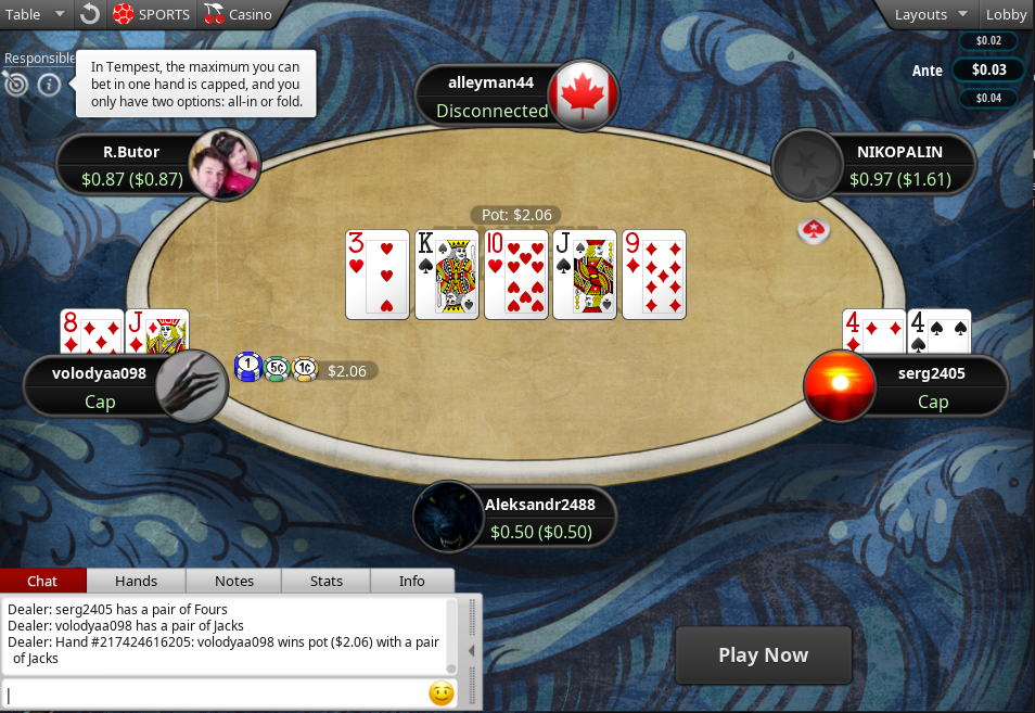 PokerStars Tempest Hold'em Cash Games